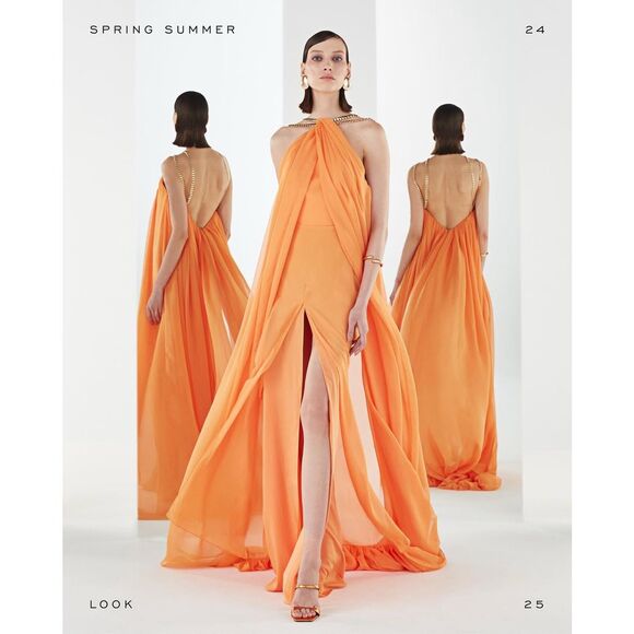 Ozgur Masur Layered Chain-Link Strap Gown Size 36(4) $1795 - Picture 2 of 10